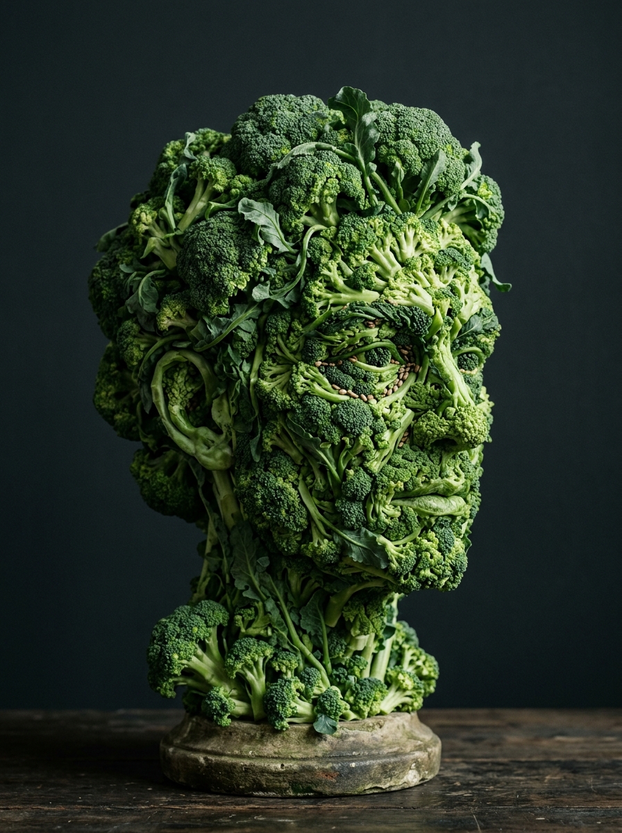 Buste Végétal Sculpture Écologique en Brocoli