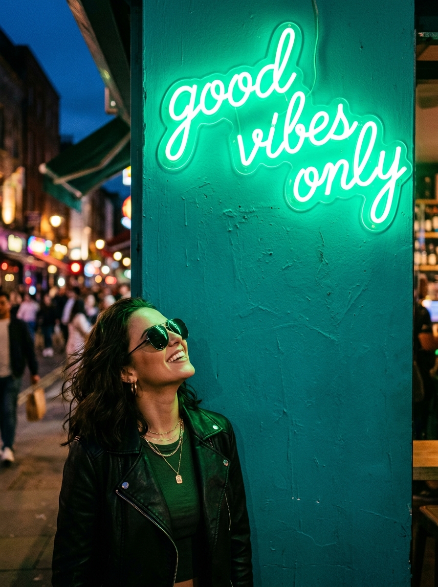 Néon Émeraude 'Good Vibes Only' & Mode Urbaine